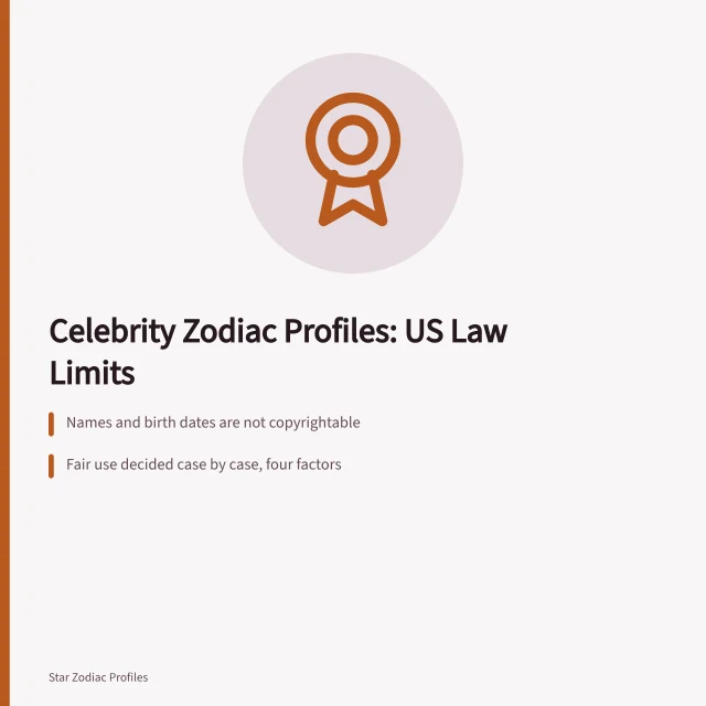 Legal rules for celebrity names and photos in zodiac profiles. What US law says about celebrity names and photos in zodiac profiles